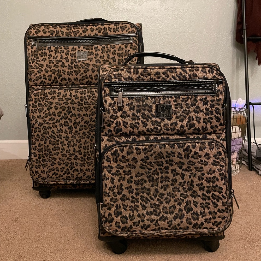 Diane Von Furstenberg matching cheetah luggage set